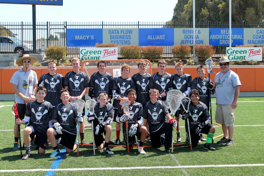 Tyler Ulrey (left) poses with the 805 Lacrosse Under-15 team at the 2015 Braveheart 7-on-7 Tournament in Pacific Grove, California.